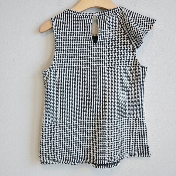 Dolan Anthropologie Callan Ruffled Black and White Houndstooth Top Sz XS - Picture 7 of 11